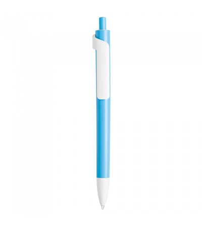 Ручка пластиковая в цветном корпусе с белыми элементами Forte (Lecce Pen) под тампо-печать
