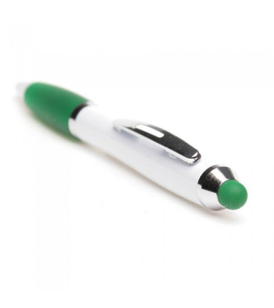 Ручка-стилус исполнена в белом корпусе с хромированными элементами 391634 под нанесение