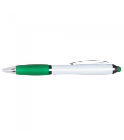 Ручка-стилус исполнена в белом корпусе с хромированными элементами 391634 под нанесение