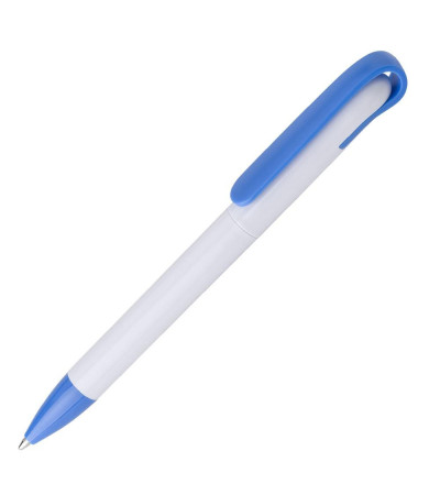 Ручка в белом корпусе с цветным клипом и наконечником 957977 под нанесение логотипа