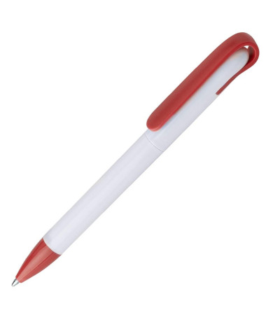 Ручка в белом корпусе с цветным клипом и наконечником 957977 под нанесение логотипа