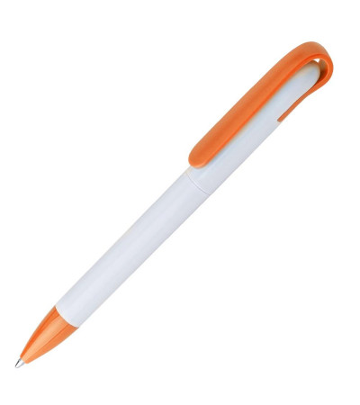 Ручка в белом корпусе с цветным клипом и наконечником 957977 под нанесение логотипа