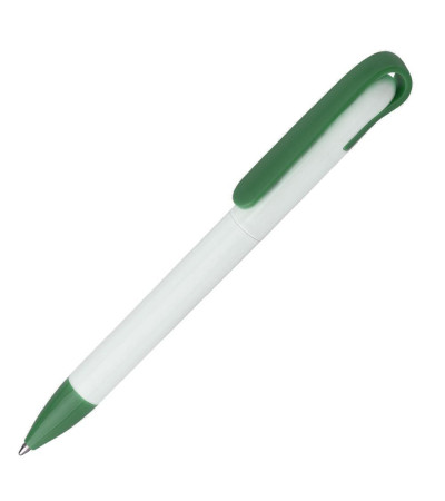 Ручка в белом корпусе с цветным клипом и наконечником 957977 под нанесение логотипа