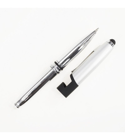 Ручка металлическая 3 в 1, стилус, фонарик, держатель для смартфона 260M под гравировку