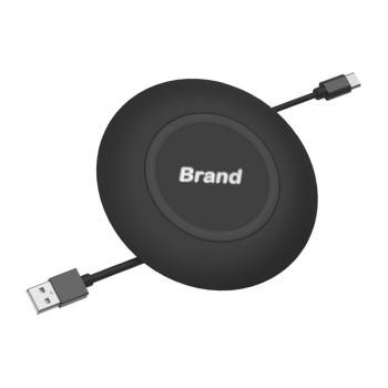 Беспроводная зарядная станция LINE ART ROUND QI, 10W, светящийся логотип