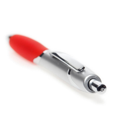 Ручка в серебристом, пластиковом корпусе с черной вставкой 899408 под тампо-печать