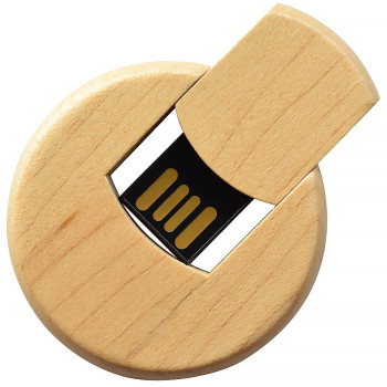 Круглая деревянная флешка S0247 4Гб, 8Гб, 16Гб, 32Гб, 64Гб
