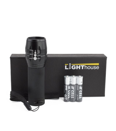 Супер фонарь влагозащищенный Pocket с LED диодами и линзой в металлическом корпусе с 3 режимами работы под гравировку