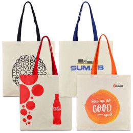 Еко-сумка з бавовни з кольоровими ручками (38х40 см) 240г / кв. м ТМ Еко-Торба Українського Виробництва