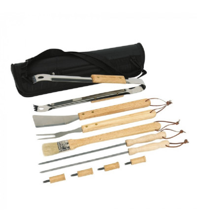Набор для гриля BBQ с нержавеющей стали, 10 в 1, в удобном чехле, под печать логотипа