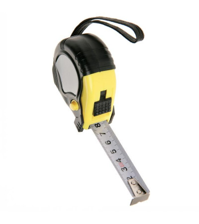 Пластиковая рулетка, 90403235,  в резиновом корпусе, 5 метров с фиксатором, под нанесение
