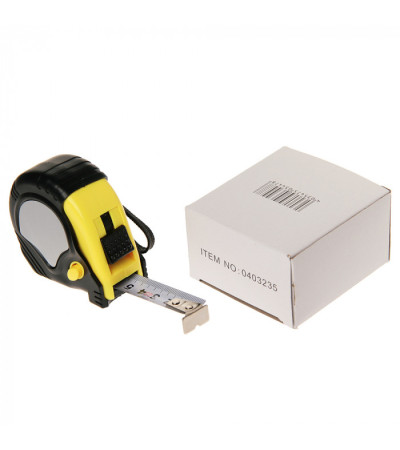 Пластиковая рулетка, 90403235,  в резиновом корпусе, 5 метров с фиксатором, под нанесение