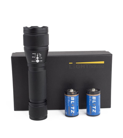 Мощный и надежный фонарь с названием Power S, с влагозащищенным корпусе и LED технологией, луч 200 метров, под логотип