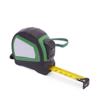 Крепкая, резиновая рулетка с названием Mercure, производства Discover, длиной 5 метров с фиксатором под нанесение