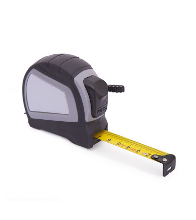 Крепкая, резиновая рулетка с названием Mercure, производства Discover, длиной 5 метров с фиксатором под нанесение