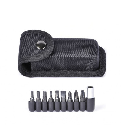 Универсальный нож, мультитул из металла, с названием Blade, 7 в 1, в комплекте набор бит и чехол, под логотип