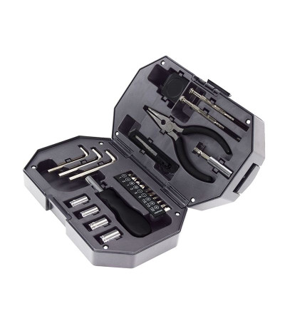 Оригинальный набор инструментов, состоит из 24 предметов и встроенным фонарем в кейс, с названием LIGHT TOOLS, 1500TS