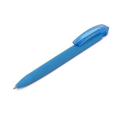 Ручка с приятным покрытием soft-touch, называется TRINITY, от производителя UMA, под тампо-печать