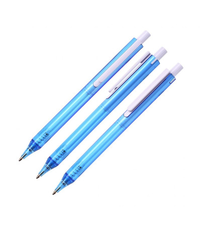 Ручка шариковая, из полупрозрачного цветного пластика с белым клипом New York, ТМTotobi