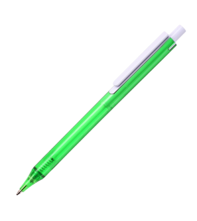 Ручка шариковая, из полупрозрачного цветного пластика с белым клипом New York, ТМTotobi