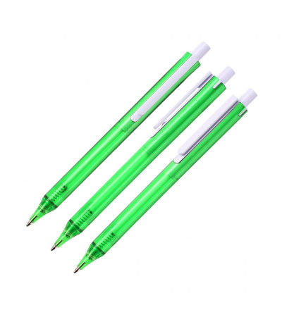 Ручка шариковая, из полупрозрачного цветного пластика с белым клипом New York, ТМTotobi