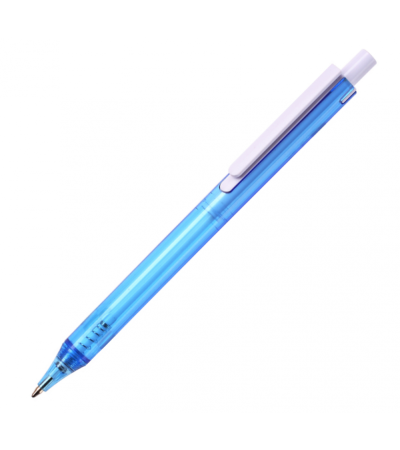 Ручка шариковая, из полупрозрачного цветного пластика с белым клипом New York, ТМTotobi