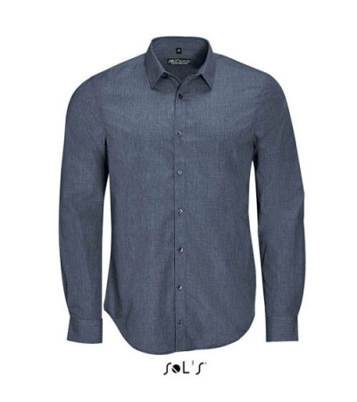 Рубашка мужская из поплина меланж с длинным рукавом SOL’S BARNET MEN 014282