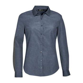 Сорочка жіноча з попліну меланж з довгим рукавом SOL'S BARNET WOMEN 014292