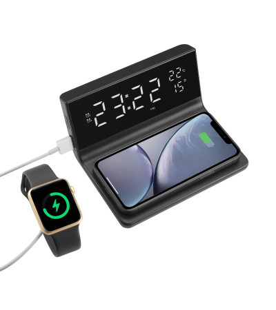 Бездротовий зарядний пристрій з годинником Cyber, TM TEG